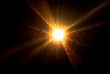 Fototapeta Zachód słońca - Golden sunlight,Abstract sun burst with digital lens flare on black background