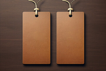 Blank label tag mockup, closeup