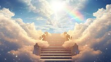 Stairway To The Sky: A Heavenly Path Unveiled. Seamless Looping 4 K Virtual Video Animation Background. Ai Generated