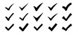 © Kana Design Image - Check mark icons set. check, confirm, approve, select, choose, mark, design, etc.　チェックマークのアイコンセット。チェック、確認、承認、選択、選ぶ、マーク、デザインなど