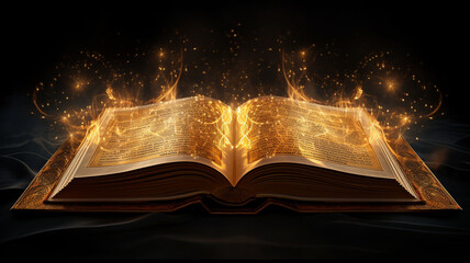 Poster - open golden bible glow with divine light