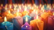 Colorful candles on dark background, AI generated Image