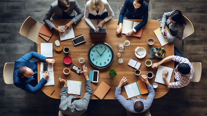 Canvas Print - group of business people working on table