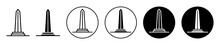Obelisk Icon Set. Egypt Egyptian Monument Argentina Vector Symbol In Black Filled And Outlined Style.