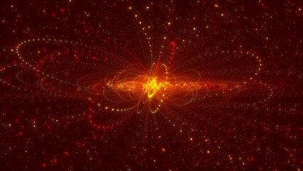 Wall Mural - abstract round source of particles in a force field. colored particles flying out with a swirl.