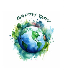 save the earth concept. happy earth day, 22 april watercolor painting style , earth day eco friendly