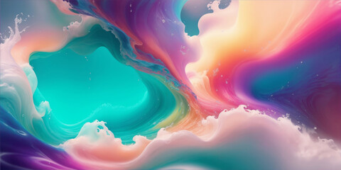 Wall Mural - Colorful Pastel Rainbow Liquid Waves Smoke Modern abstract background