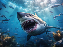 Shark In Its Natural Habitat, Wildlife Photography, Generative AI