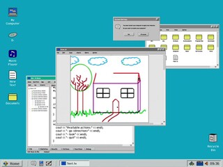 Poster - 90s operating system template for playback with image editor software. user painting a digital pictu