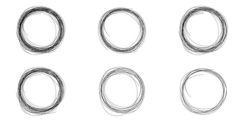Aufkleber - Set of round doodles. Hand drawn circle, set of vector drawn rings.