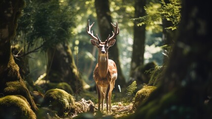 Deer standing among the trees, AI generated Image