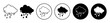 Rainfall icon set. heavy rain cloud vector symbol in black filled and outlined style.