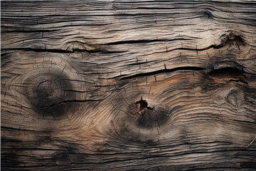 Wall Mural - texture of old dark cracked wood with knots
