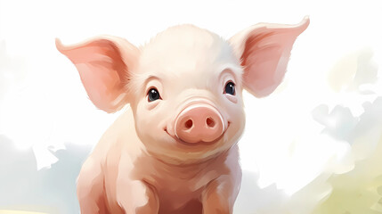 hand drawn cartoon cute pig illustration
