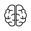 © Tasha Vector - Brain top view line icon. Two hemispheres of the brain. Left and right side of cortex. Cerebrum outline symbol. Human mind sign. Creative thinking concept. Mental health issues. Vector illustration.