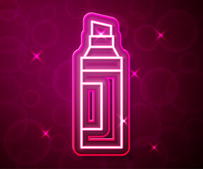 Wall Mural - Glowing neon line Marker pen icon isolated on red background. Vector