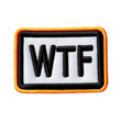 wtf embroidered patch badge on isolated transparent background png, generative ai