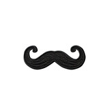 moustache embroidered patch badge on isolated transparent background png, generative ai