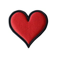 Heart Embroidered Patch Badge On Isolated Transparent Background Png, Generative Ai