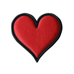 heart embroidered patch badge on isolated transparent background png, generative ai