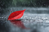 Fototapeta Boho - red leaf in the rain