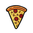 pizza slice embroidered patch badge on isolated transparent background png, generative ai