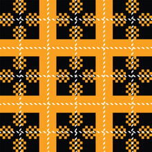 Black And Orange Gingham Pattern. Seamless Vector Plaid Design Suitable For Fashion, Home Decor And Stationary. Perfect For Halloween And Thanksgiving.