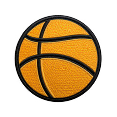 basketball embroidered patch badge on isolated transparent background png, generative ai