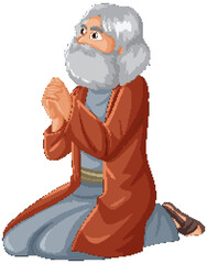 Sticker - Ancient Old Man Cartoon Character Praying