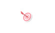 Arrow hit the center of target on pink pastel background. Business finance target concept.3d success of the arrow bow to the target. Marketing time concept. 3d rendering illustration. Minimal png