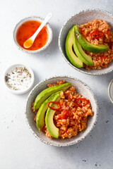 Sticker - Spicy rice with avocado and chili sauce