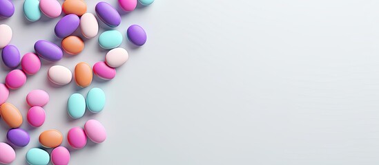 Wall Mural - Pills and capsules In black isolation isolated pastel background Copy space