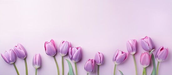 Poster - Purple tulips in a isolated pastel background Copy space