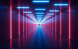 Fototapeta Perspektywa 3d - Abstract neon tunnel, 3d rendering.