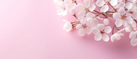 Aufkleber - Spring vibes with white flowers in a clear glass against a isolated pastel background Copy space promoting creativity and providing space for text during the spring season