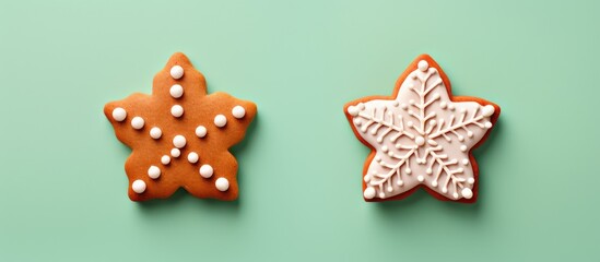 Poster - Pair of cookies on a isolated pastel background Copy space