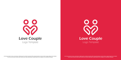 Love couple letter M logo design illustration. Simple shape silhouette of letter M couple boy and girl romance love dating boyfriend girlfriend. Creative happy geometric affection simple icon concept.