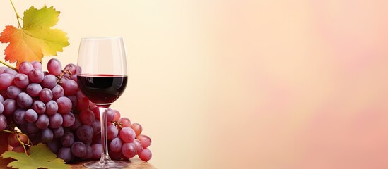 Sticker - Red wine accompanied by grapes isolated pastel background Copy space