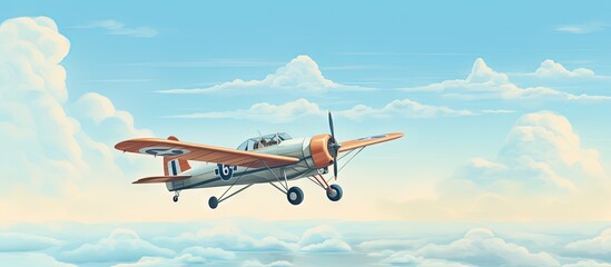 Wall Mural - Logo for aviation training program isolated pastel background Copy space