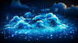Cloud symbols linked on a digital interface