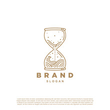 Vintage Linear Golden Hourglass Or Sand Glass Logo Design Vector