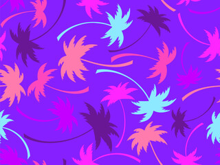 Wall Mural - colorful palm trees seamless pattern. summer time, wallpaper with tropical palm trees on blue backgr