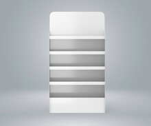 Product Display Gondola Shelf Isolated On White Background 3d Illustration.