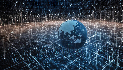 Cyberspace digital computer network security as a global database, technology concept, generative ai