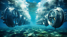 Tidal Turbines Churning In Deep Sea Waters