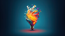 Colorful Creative Idea Concept With Lightbulb Made From Colorful Paint