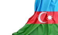 Flag Of Azerbaijan With Empty Space On The Left. Isolated. 3D Rendering