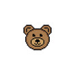 pixel bear icon.  Vector pixel art bear head 8 bit game logo for company 
