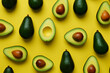 fresh ripe avocado pattern, flat lay