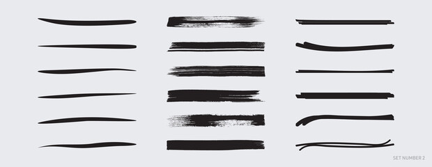 Various black vector marker and brush strokes